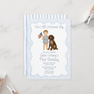 Convites Um All American Boy, Red White Dois, Patriótico