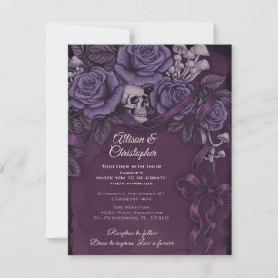 Convites Um Amor, Design de Casamento Plum Gothic