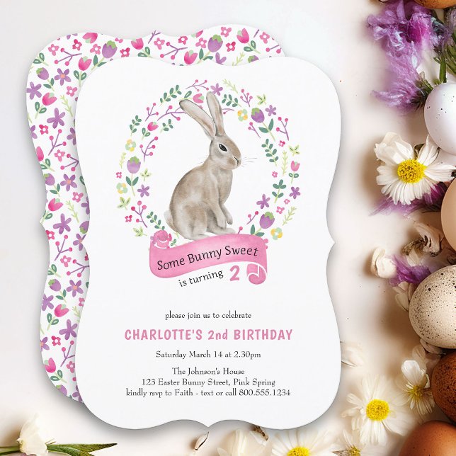 Convites Um aniversário Bonito coelhinho (Some Bunny Sweet girls birthday invitation - perfect for spring or easter)