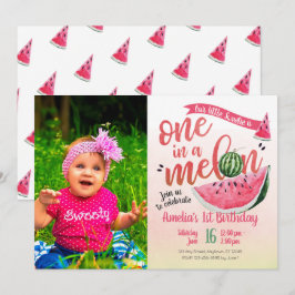 Convites Um aniversário da melancia do melão em um primeiro