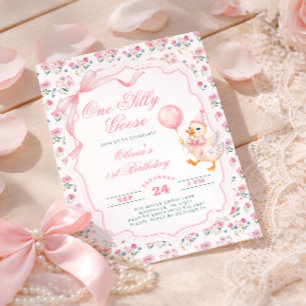 Convites Um Aniversário de 1 Ano da Menina do Arco Rosa Sil