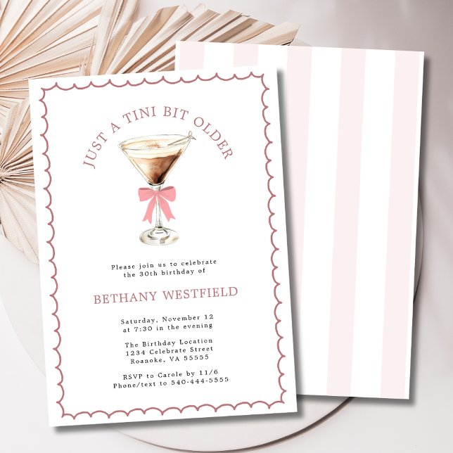 Convites Um aniversário de 30 anos Espresso Martini Tini Bi (A Tini Bit Older Espresso Martini 30th Birthday Party Invitation)