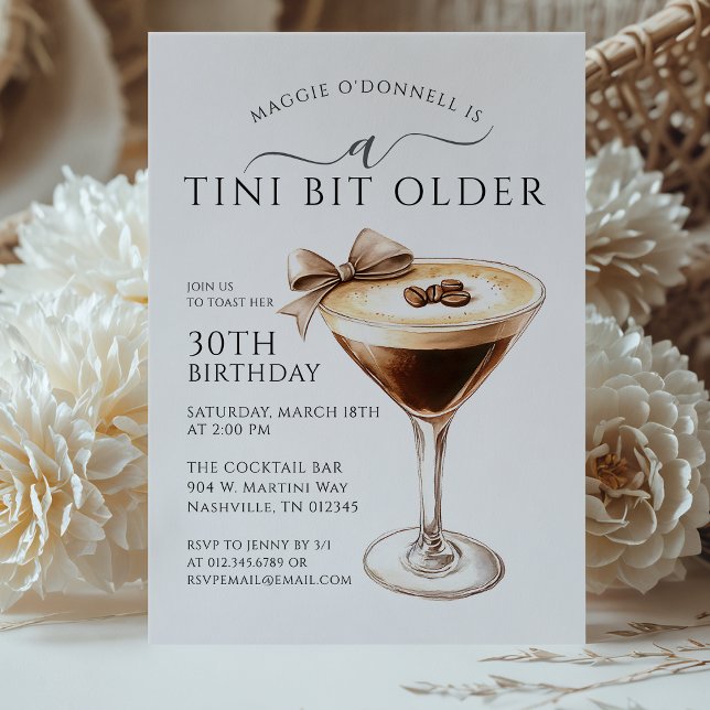 Convites Um aniversário de 30 anos Espresso Martini Tini Bi (Criador carregado)