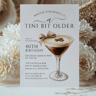 Convites Um aniversário de 40 anos Espresso Martini Tini Bi