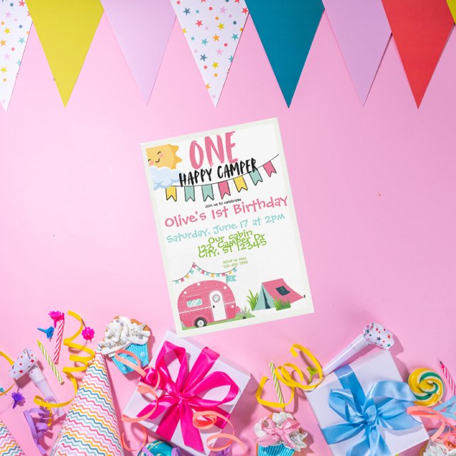 Convites Um aniversário de Camper Feliz (Criador carregado)
