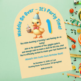 Convites Um Aniversário de criança de Foto de Duck Sortudo