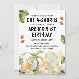 Convites Um aniversário de dinossauro A-Saurus