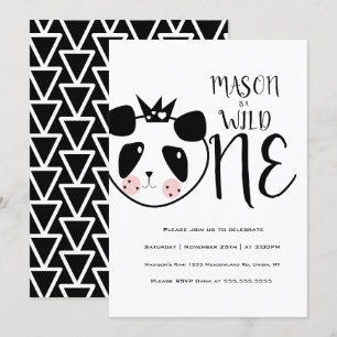 Convites Um Aniversário do Moderno Panda Cóbito Safari Se