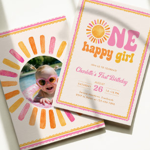 Convites Um Aniversário Feliz da Menina Sunshine 1º