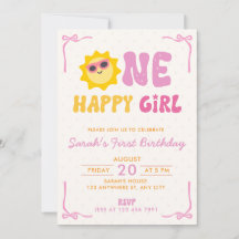 Um Aniversário Feliz de Menina Retro Sol