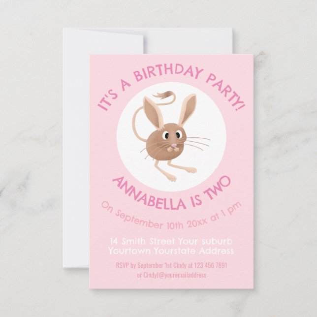 Convites Um aniversário personalizado de jerboa de orelha-b (Frente)