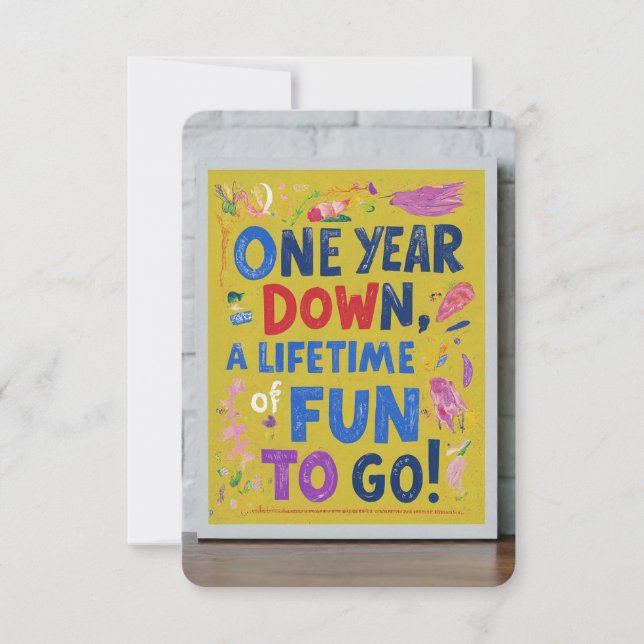 Convites "Um ano para baixo, uma vida divertida para ir!" (Frente)