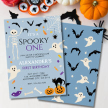 Um Assustador 1º Aniversário de Halloween Azul