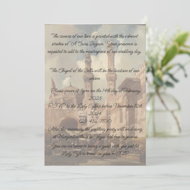 Convites Um Bazar do Cairo é o fundo para (Em pé/Frente)