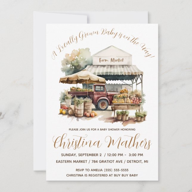 Convites Um bebê crescido localmente está a caminho! Chá de (Frente)