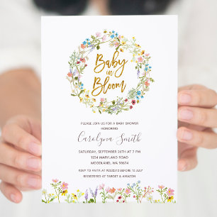 Convites Um bebê de flor selvagem em Chá de fraldas de sa