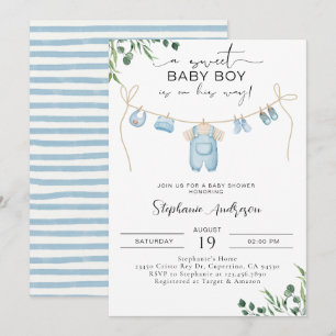 Convites Um bebê doce está a caminho do Azul Azul