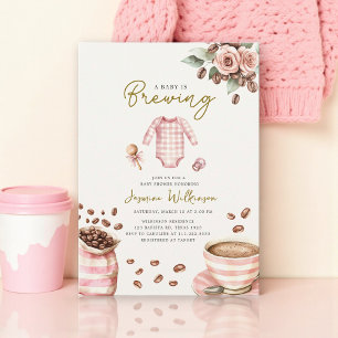 Convites um bebê está a caminho chá de bebê rosa
