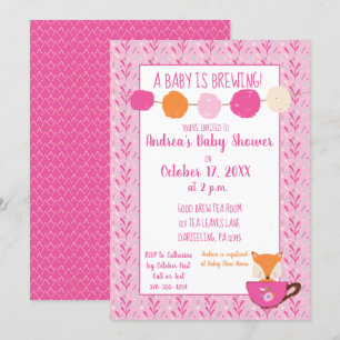 Convites Um bebê está a criar Chá de bebê de chá rosa
