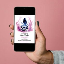 Convites Um bebê está a criar Chá de fraldas cor-de-rosa