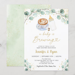 Convites Um Bebê Está A Criar Chá de fraldas De Café Verde
