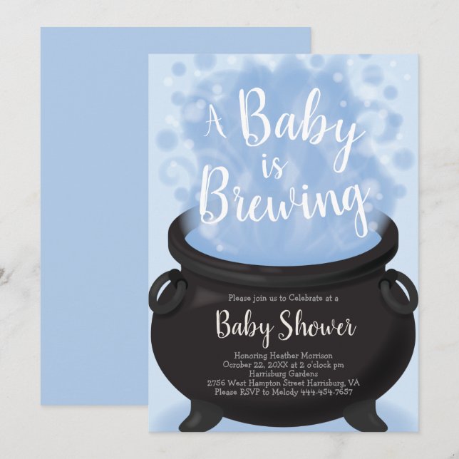 Convites Um bebê está criando Chá de bruxa (Frente/Verso)