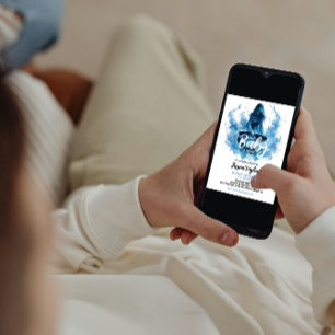 Convites Um bebê está criando Chá de fraldas azul de bruxa 