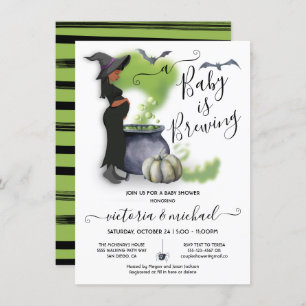 Convites Um Bebê está criando Chá de fraldas de Bruxas Gráv