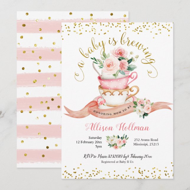 Convites Um Bebê está criando Chá de fraldas de festas de c (Frente/Verso)