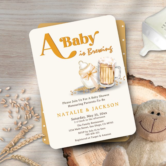Convites Um bebê está criando sexo Chá de fraldas de código (A Baby is Brewing Gender Neutral Coed Baby Shower Invitation )