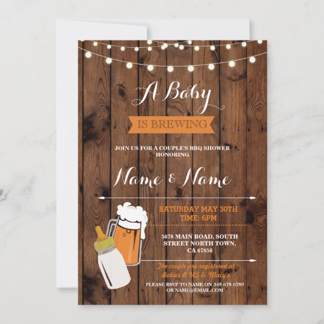 Convites Um bebê está fabricando cerveja cervejas do chá a (Frente)