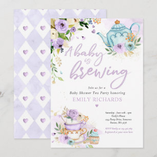 Convites Um Bebê Está Fazendo Chá de fraldas De Tea Part