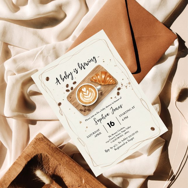 Convites Um Bebê Está Fazendo Chá de fraldas Do Tema Do Caf (Criador carregado)