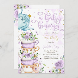 Convites Um Bebê Está Fazendo Chá de fraldas Lilac Rosa