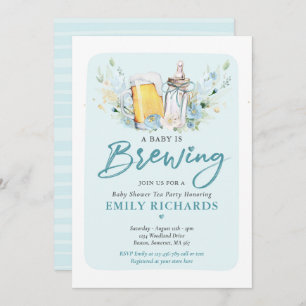 Convites Um Bebê Está Fazendo Garrafa E Chá de fraldas De C