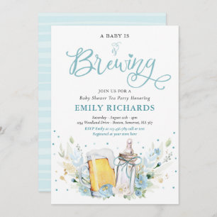 Convites Um Bebê Está Fazendo Garrafa E Chá de fraldas De C