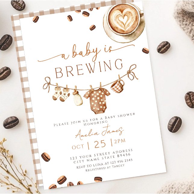 Convites Um Bebê Está Preparando Café Chá de Bebê Coffee Be (Criador carregado)