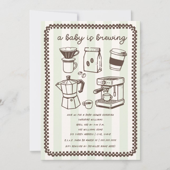 Convites Um Bebê Está Preparando Café Chá de Bebê Neutro (Frente)