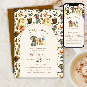 Convites Um Bebê Está Preparando Café Espresso Chá de Bebê