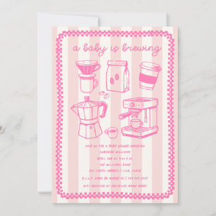 Convites Um Bebê Está Preparando Café Menina Rosa Chás de B