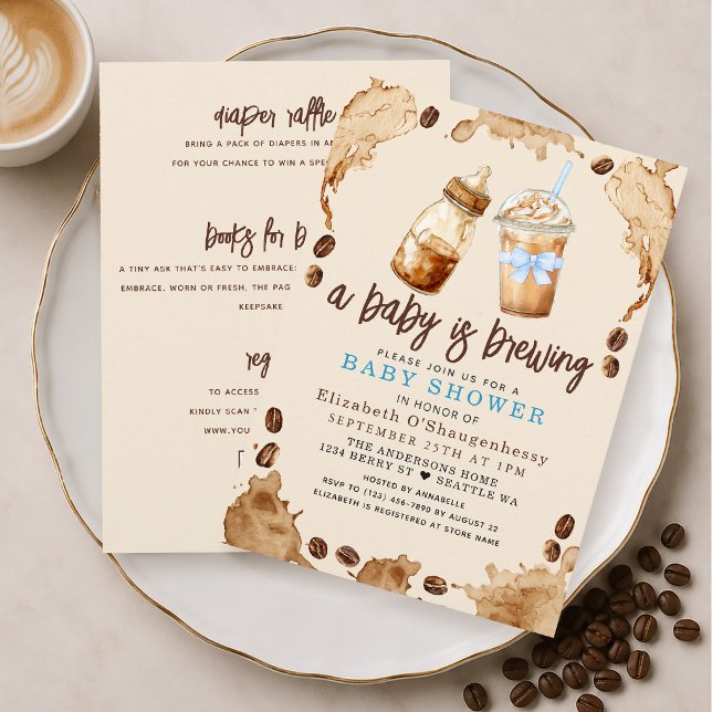 Convites Um Bebê está Preparando Café Menino Chá de Bebê Tu (Criador carregado)