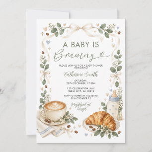 Convites Um Bebê Está Preparando Croissant de Café Chás de