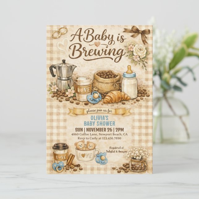 Convites Um Bebê está Preparando um Chá de Bebê de Café Xad (Em pé/Frente)
