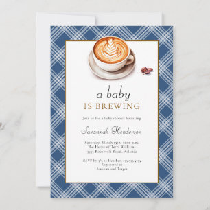 Convites Um Bebê Está Preparando Xícara de Café Azul Chá de