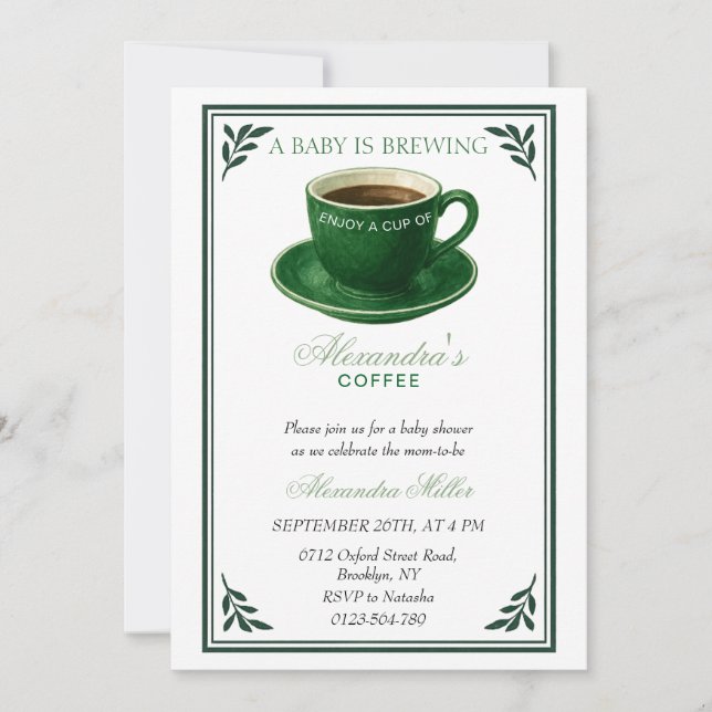 Convites Um Bebê Está Preparando Xícara de Café Chá de Bebê (Frente)