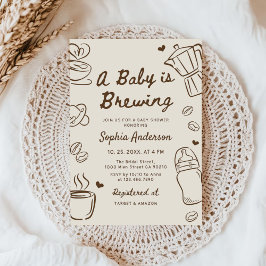 Convites Um Bebê Está Sendo Preparado Chá de Bebê de Café D