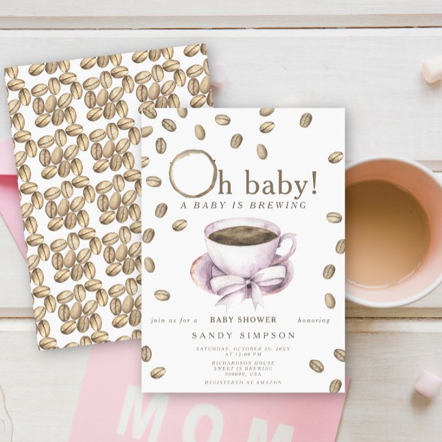 Convites Um Bebê Está Sendo Preparado Oh Bebê Grãos de Café (Criador carregado)