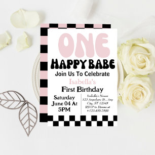 Convites Um Bebê Feliz Menina Personalizada 1º Primeiro Ani