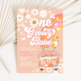 Convites UM Bebê Maravilhoso Daisy Arco-íris Groovy Anivers