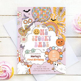 Convites Um Bebê Spooky Retrô Halloween Primeiro Aniversári